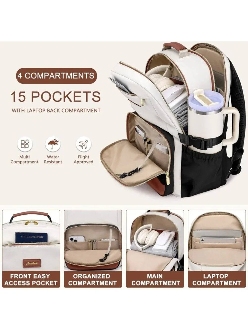 Stylish Laptop Backpack for Women - 15.6